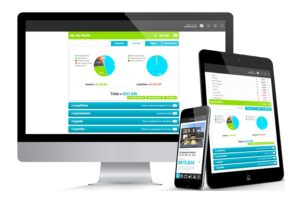 Different screens displaying the wealth protal